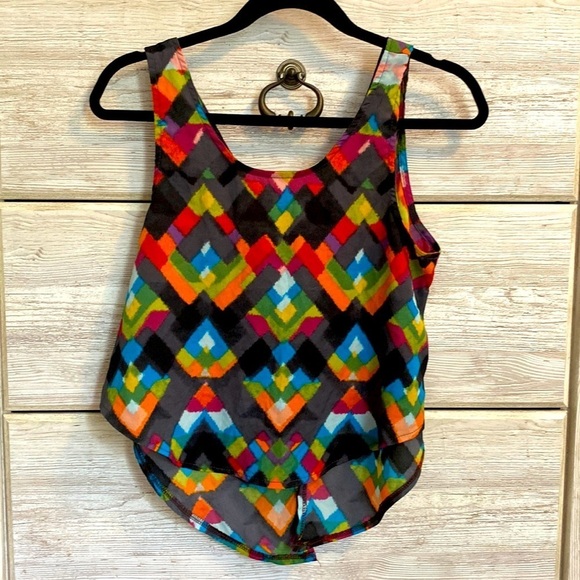 Poetry Tops - Poetry, Multi-Color, Sleeveless Crop, Size M, Lightweight